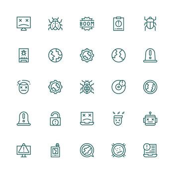 Medium Stroke Outline Icons from Malfunction Set with 25 Vectors High-Resolution Icons for Any Platform