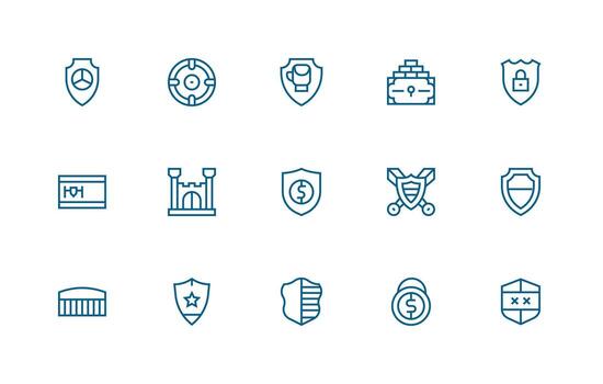 15 Regular Line Designs for Guarded Icons Simplified Icon Pack for Visual Tools vector