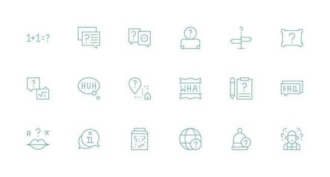 Question Mark featuring 18 Icons in Minimal Line Design Neutral Style Icons for Any Project vector