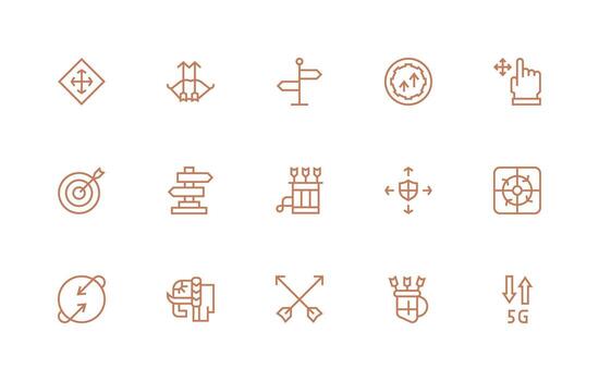 15 Regular Line Style Icons from Arrows Collection Quick Access Icons for UI Development vector