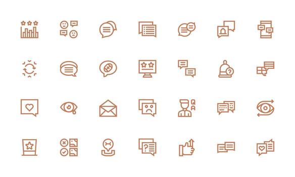 negrita línea íconos desde realimentación conjunto con 28 vectores editable icono colección