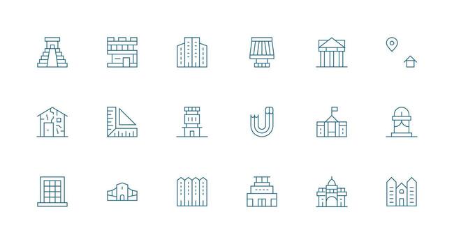 Architecture featuring 18 Icons in Minimal Line Design Simple Icon Pack vector