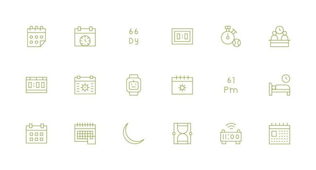 Time Design Icons featuring 18 in Minimal Line Style Minimal Icon Set for Interface Projects vector