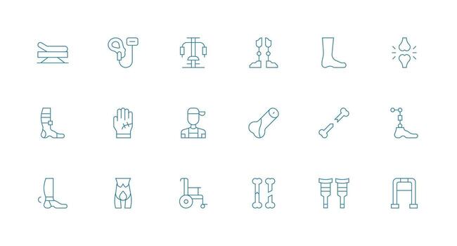 Physical Therapy featuring 18 Icons in Minimal Line Design Sharp Icons for Presentations vector