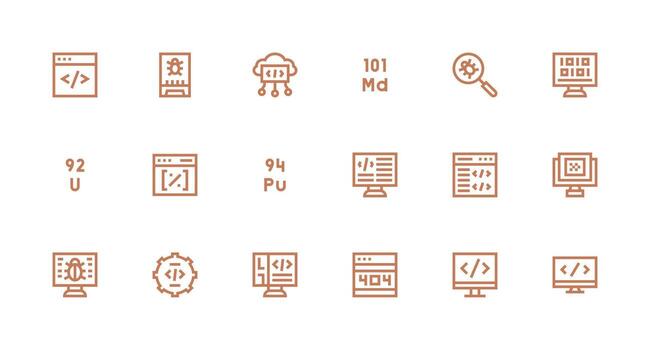 código visual paquete conteniendo 18 fuerte carrera línea íconos personalizable icono serie para móvil pantallas vector