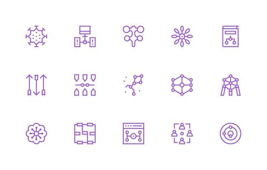 Data Flow Icon Set with 15 Regular Line Graphics Icon Set for Projects vector