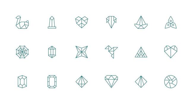Faceted Set with 18 Minimal Line Icons UI and UX Focused Icon Collection vector