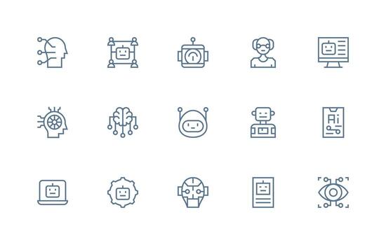 máquina aprendizaje incluso 15 regular línea ilustraciones todas dispositivo compatible icono conjunto vector