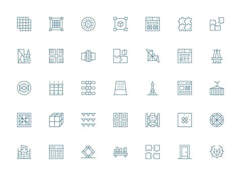 Framework Set with 35 Light Line Icons Fully Editable Icon Set for Web vector