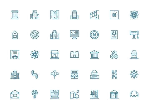 estructura incluso 35 regular limpiar línea ilustraciones compacto icono conjunto vector