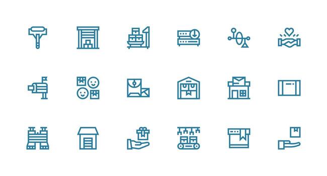18 Icons for Receiving in Strong Stroke Line Format Icon Set for Web vector