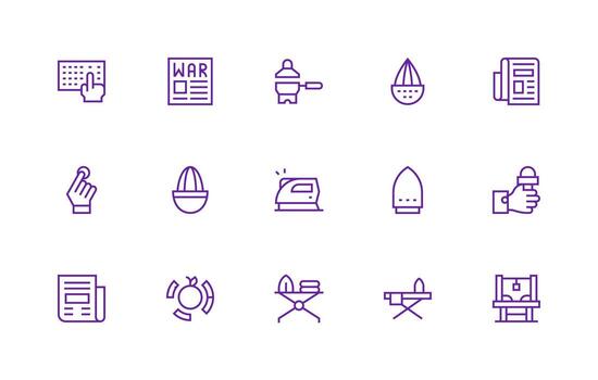 Press Visual Pack containing 15 Regular Line Icons Clean Icon Collection for Web Use vector