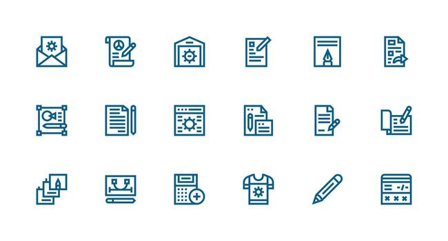 Modify Icon Set with 18 Strong Stroke Line Graphics Icon Collection Set vector