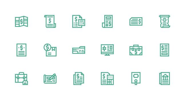 Strong Stroke Line Icons from Ledger Set with 18 Vectors Minimal Icon Set for Interface Projects