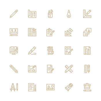 lápiz conjunto con 25 medio carrera contorno íconos limpiar icono colección para web utilizar vector