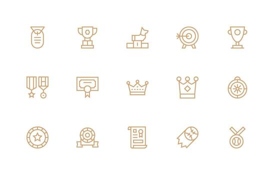 15 íconos para logro en regular línea formato píxel Perfecto íconos para moderno aplicaciones vector