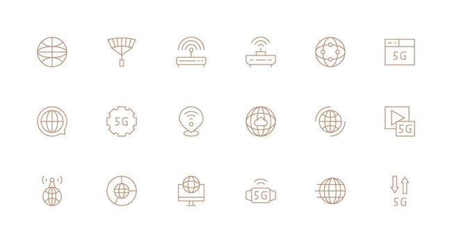 Internet acceso visual paquete conteniendo 18 mínimo línea íconos de confianza íconos para todas interfaces vector