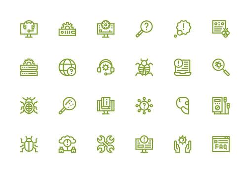 Thick Line Line Style Troubleshooting Icons with 24 Vectors Clear and Concise Icon Set Collection