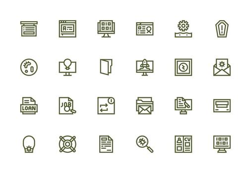 24 Thick Line Line Designs for Application Icons Interface Icons for Daily Use vector