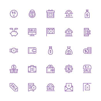 Medium Stroke Outline Icons from Savings Set with 25 Vectors Complete Icon Bundle for Web Design