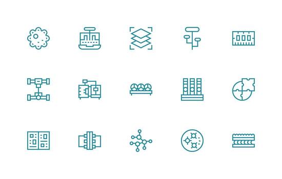 15 Regular Line Icons for Components Graphics Flexible Icon System for Web Interfaces vector