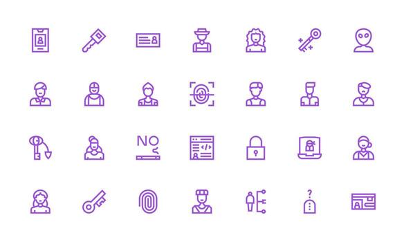 28 negrita línea íconos para iniciar sesión gráficos multi-estilo icono colección vector