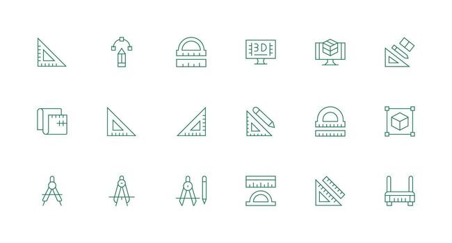 18 Icons for Cad in Minimal Line Format Essential Icon Set for Teams vector