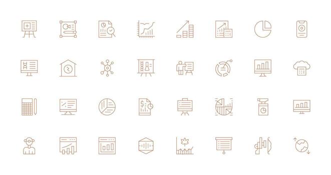 Graph Icon Set with 32 Thin Line Graphics Reusable Icon Set vector