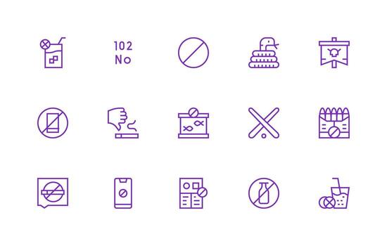 15 Regular Line Style Icons from Prohibition Collection Interface Icon Collection for Daily Projects vector