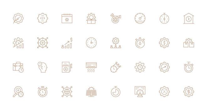 Efficiency Set with 32 Thin Line Icons Quick Access Icons for UI Development vector
