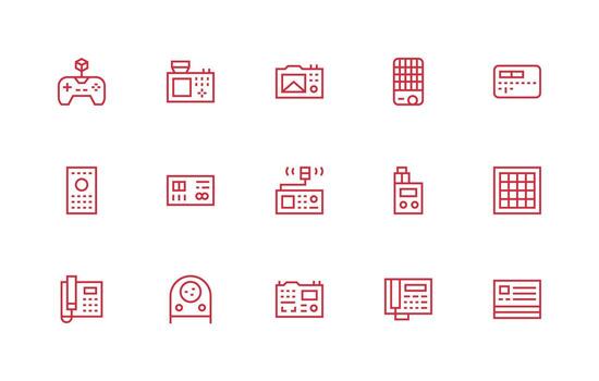 15 Regular Line Style Icons from Buttons Collection Multi-Style Icon Collection vector