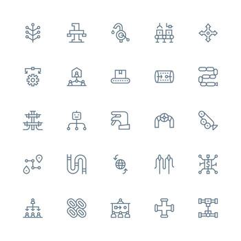 Flow Icon Set with 25 Medium Stroke Outline Graphics Multi-Purpose Icon Set vector