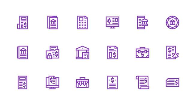 Ledger Icon Collection with 18 Strong Stroke Line Designs Essential Icon Set for Teams vector