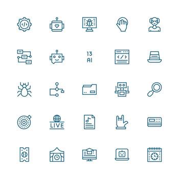 Program Icon Set with 25 Medium Stroke Outline Graphics Icon Pack for UI vector