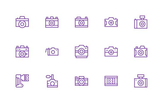 Shutter Icon Set with 15 Regular Line Graphics Essential Icon Collection vector