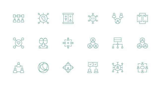 18 mínimo línea íconos para compartido gráficos flexible icono sistema para web interfaces vector