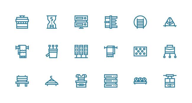 estante icono colección con 18 fuerte carrera línea diseños mínimo icono conjunto para interfaz proyectos vector