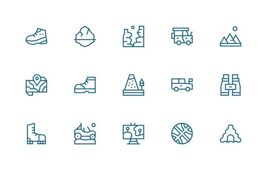 Regular Line Icons from Terrain Set with 15 Vectors Simple Icons for Interface and Wireframes