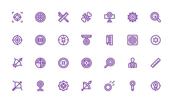 exactitud visual paquete conteniendo 28 negrita línea íconos interfaz icono colección para diario proyectos vector