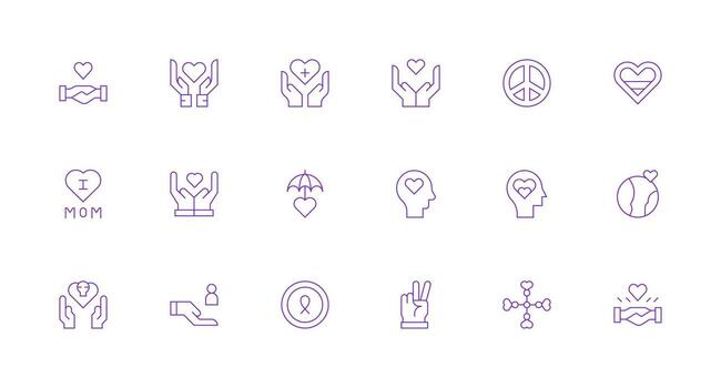 Empathy Icon Collection with 18 Minimal Line Designs Icon Set for Web vector