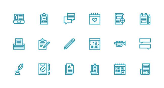 18 fuerte carrera línea estilo íconos desde Nota colección núcleo icono colección para diario Tareas vector