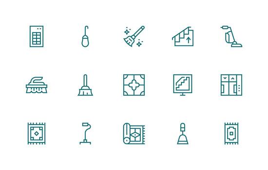 Regular Line Icons from Floor Set with 15 Vectors Interface Icon Collection for Daily Projects