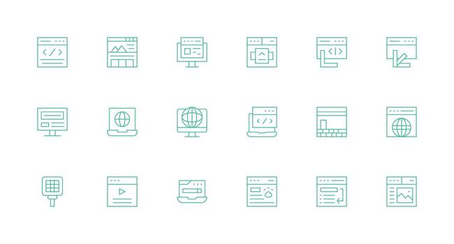 18 Icons for Browser in Minimal Line Format Reusable Icon Set vector