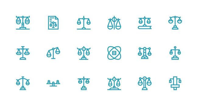 Fairness Set with 18 Strong Stroke Line Icons Simple Icons for Interface and Wireframes vector