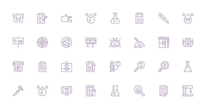 32 Delgado línea estilo íconos desde pruebas colección diseño icono colección vector