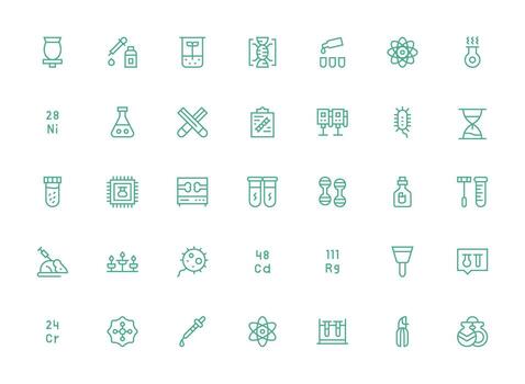 Laboratory Icon Set with 35 Regular Clean Line Graphics Well-Structured Icons for Creative Use vector