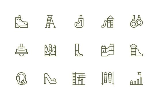 15 Regular Line Vectors for Climbing Theme Web Icon Collection