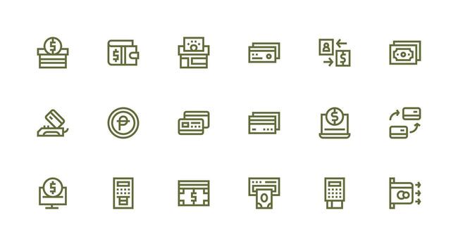18 Strong Stroke Line Icons for Banking Graphics Neatly Designed Icons for Web Platforms vector