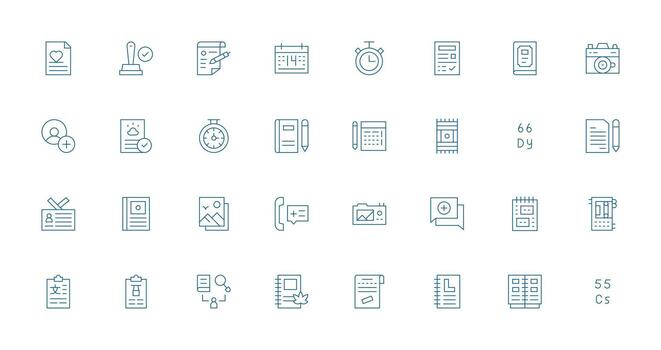 32 Thin Line Icons for Record Graphics Neutral Style Icons for Any Project vector