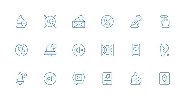 Mute Set with 18 Minimal Line Icons Icons Built for Visual Consistency Pack vector